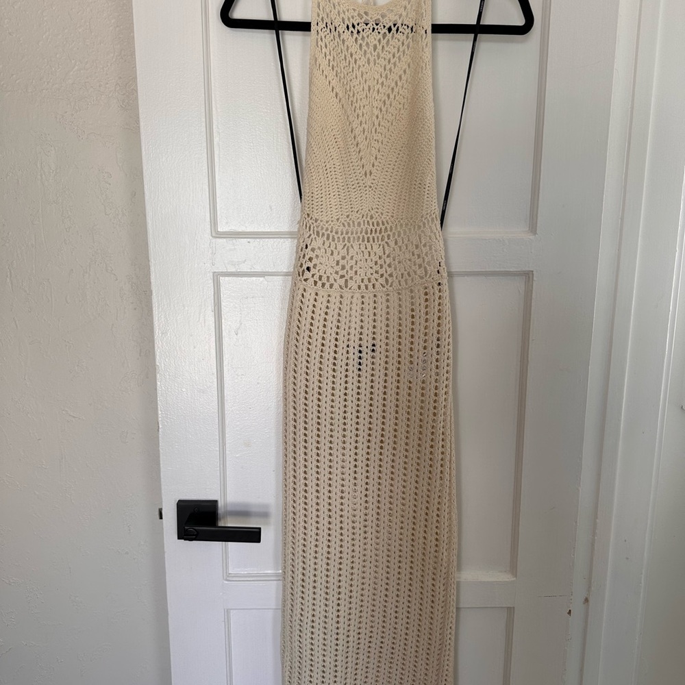 Forever 21 Cream Backless Knit Dress